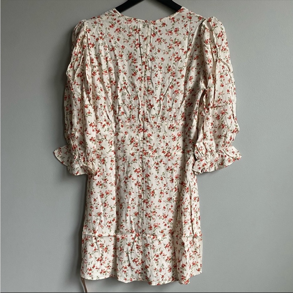 Reformation Cream Floral Mini Dress with Red Blossom Print - Picture 5 of 8